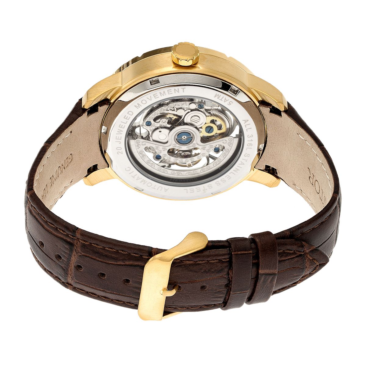 Ryder Skelett-Automatikuhr mit Lederarmband
