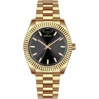 Elegante goldfarbene Uhr mit kannelierter Lünette