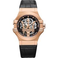 Skelett-Automatikuhr mit Lederarmband