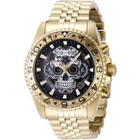 Armbanduhr mit graviertem Totenkopf-Motiv