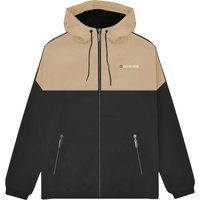 Zweifarbige Windbreaker-Jacke mit Kapuze