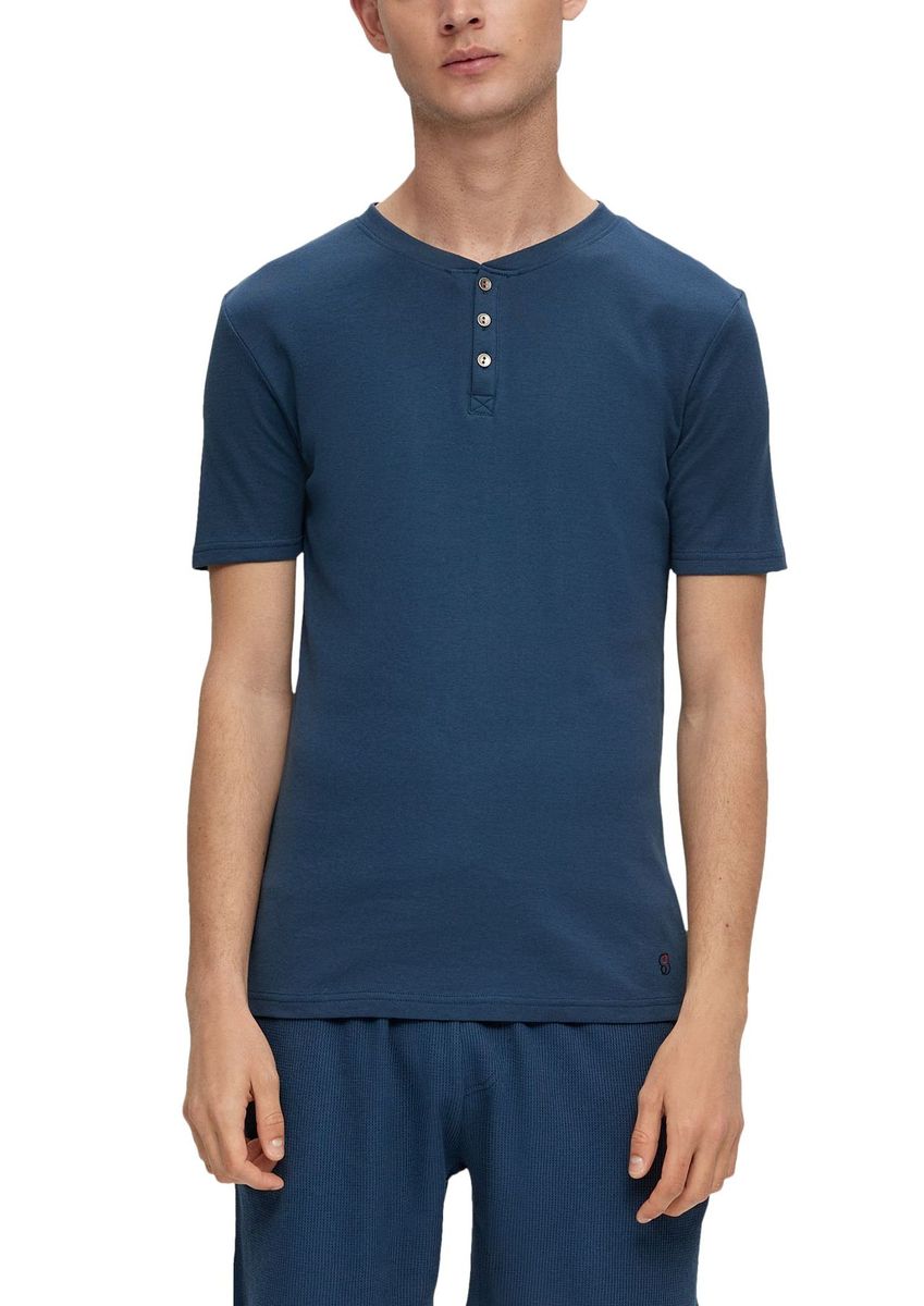 Klassisches Henley Baumwoll-T-Shirt