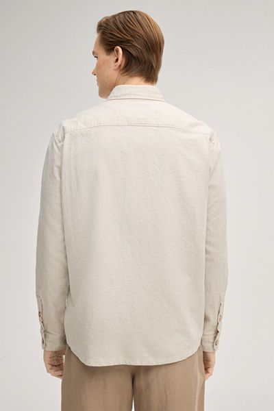 Overshirt Kalan in Offwhite Leinenmischung Langarm mit Knopfleiste