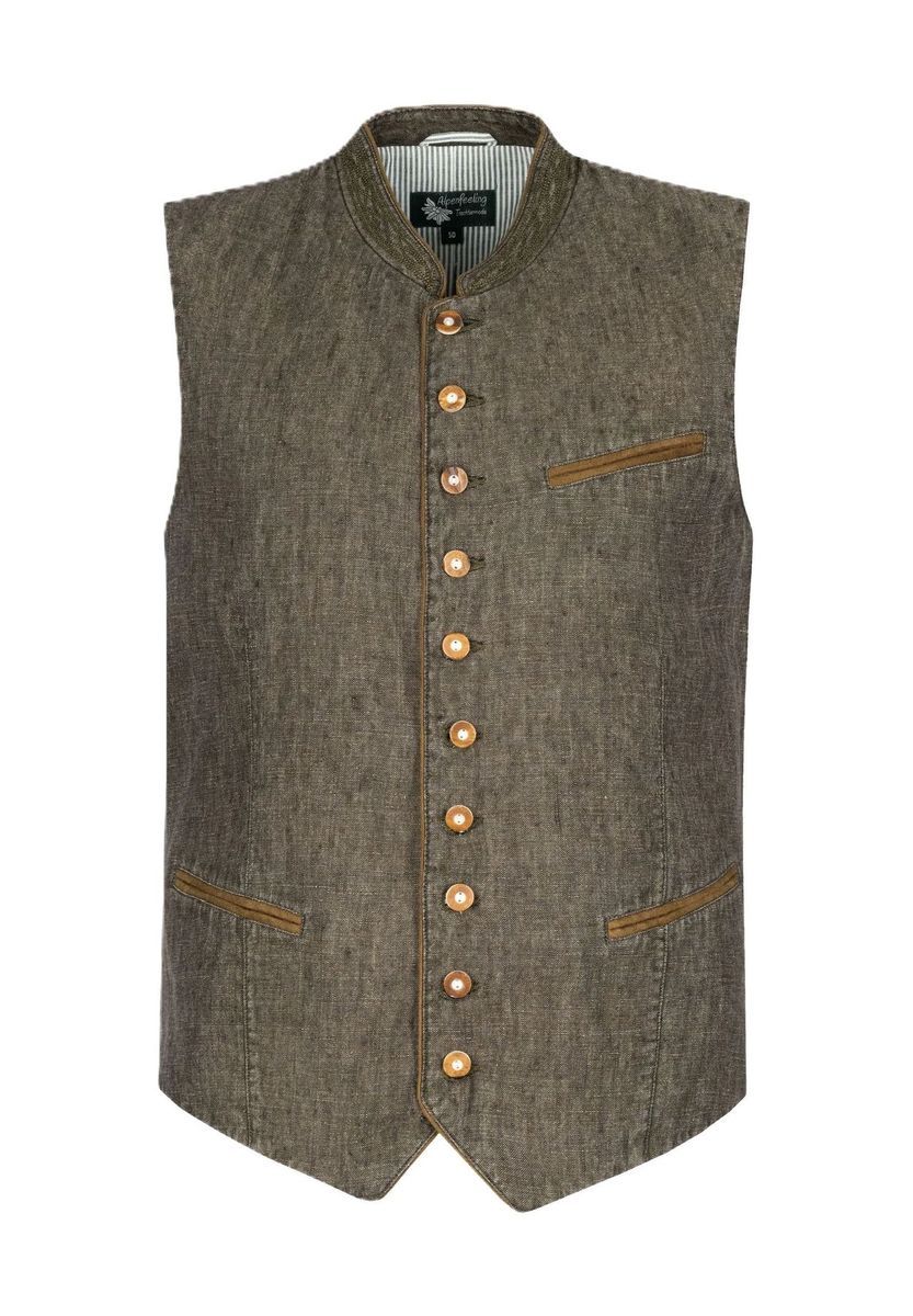 Herren Leinenweste mit Stehkragen
