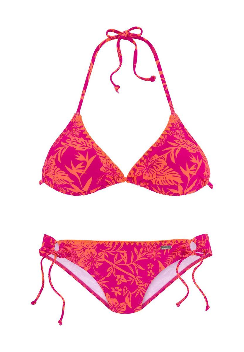 Triangel-Bikini-Set mit tropischem Print