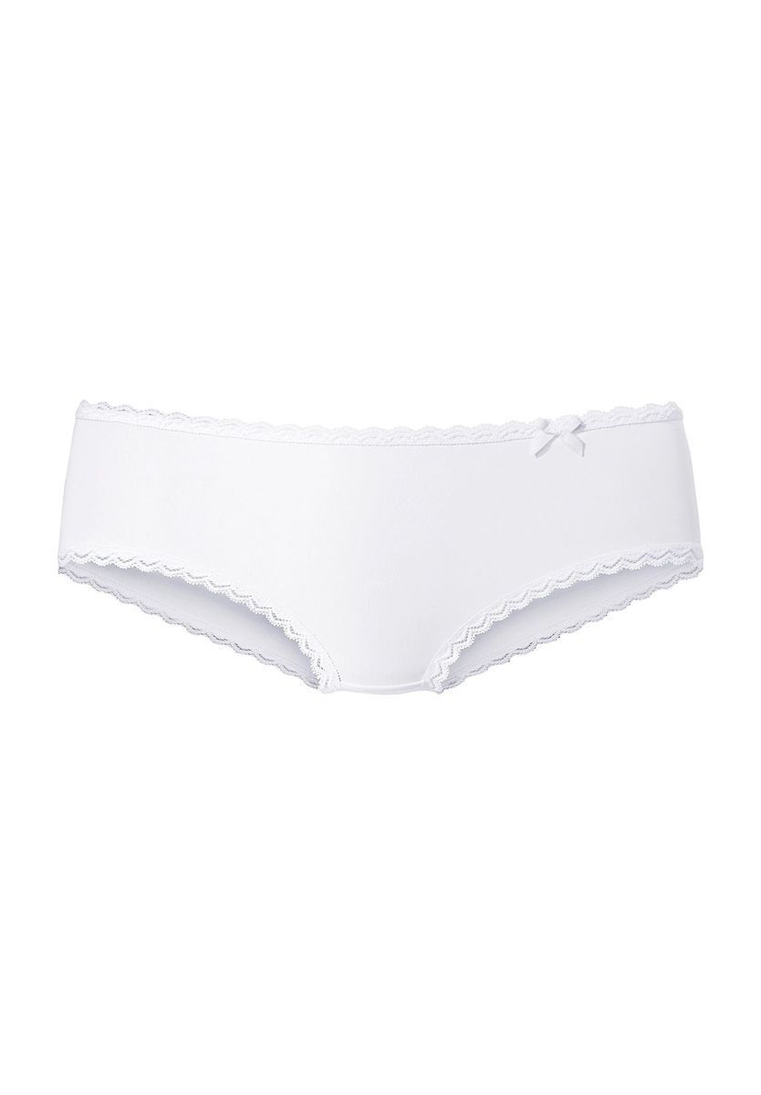 Weiße Hipster-Panties mit Spitzensaum