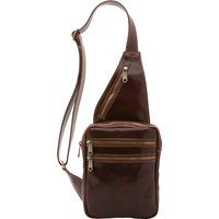 Italienische Leder-Sling-Tasche mit Reißverschlüssen