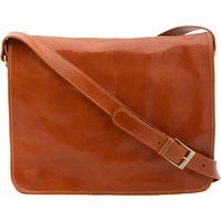 Klassische Leder-Umhängetasche mit Überschlag