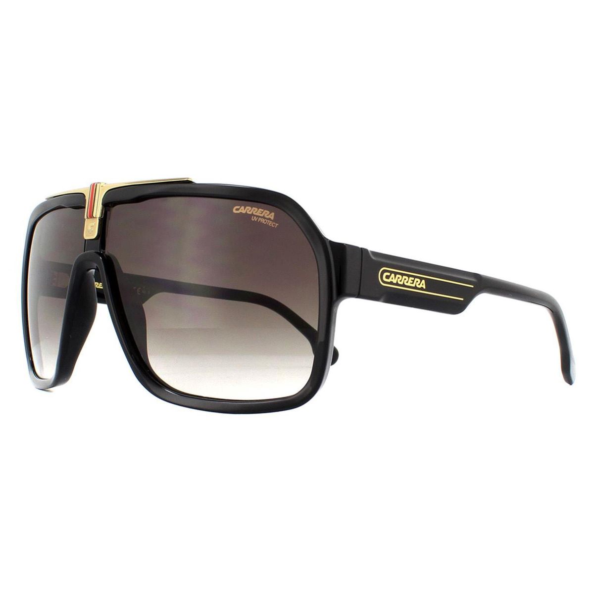 Shield-Navigator-Sonnenbrille mit Goldakzenten