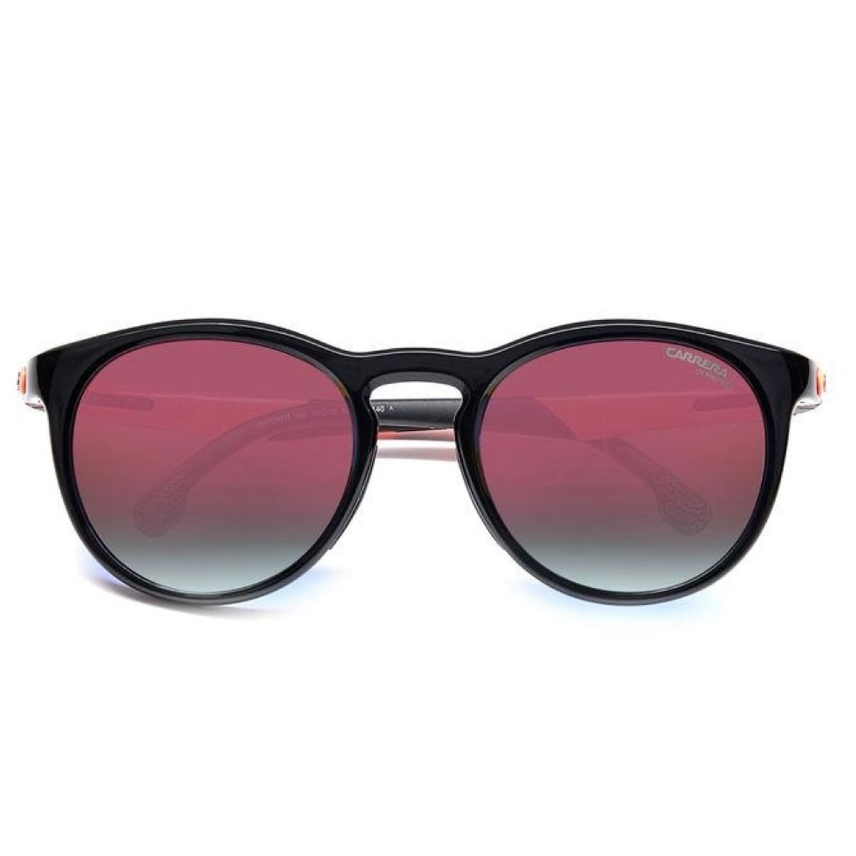 Runde Acetat-Sonnenbrille mit strukturierten Bügeln