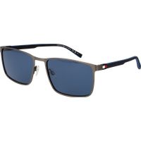 Rechteckige Metall-Vollrand-Sonnenbrille