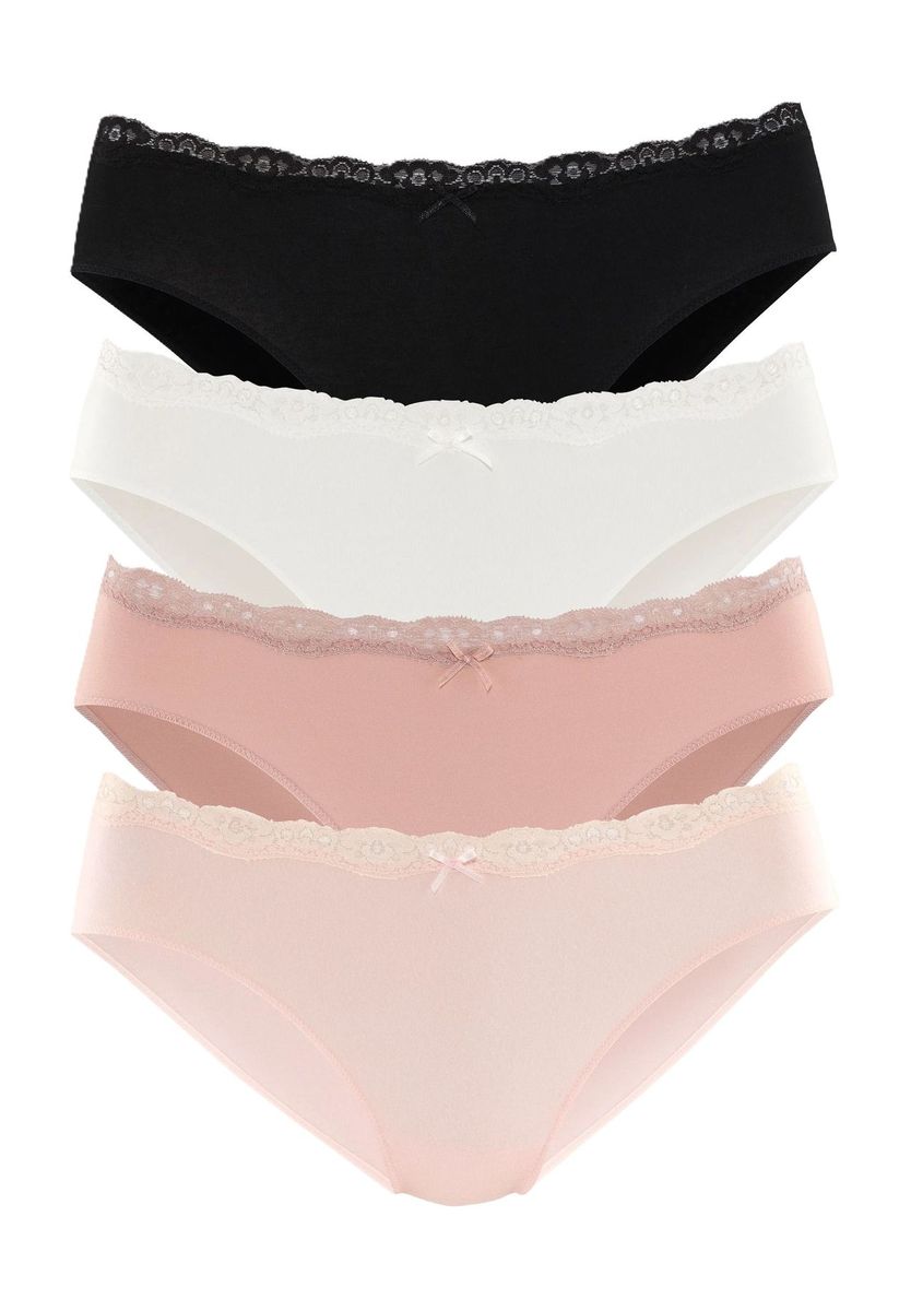 Baumwollmischung Slips mit Spitzenbesatz