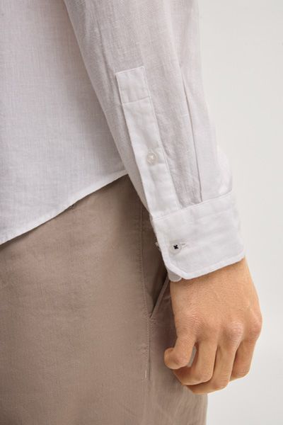 Leinenmix Hemd Mike in Weiß