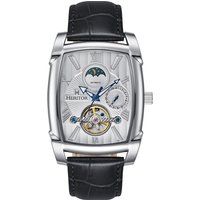 Skelett-Automatikuhr mit Lederarmband