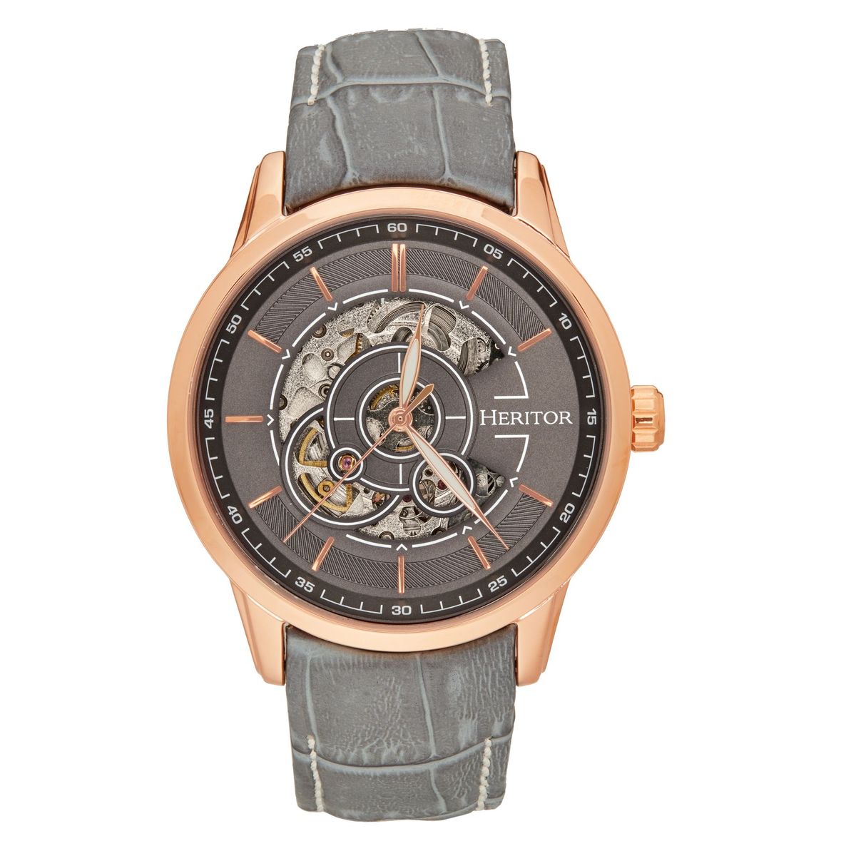 Elegante Automatik-Uhr mit Halbskelettierung