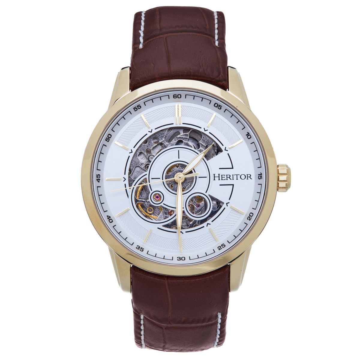 Teil-Skelettierte Automatik-Lederuhr