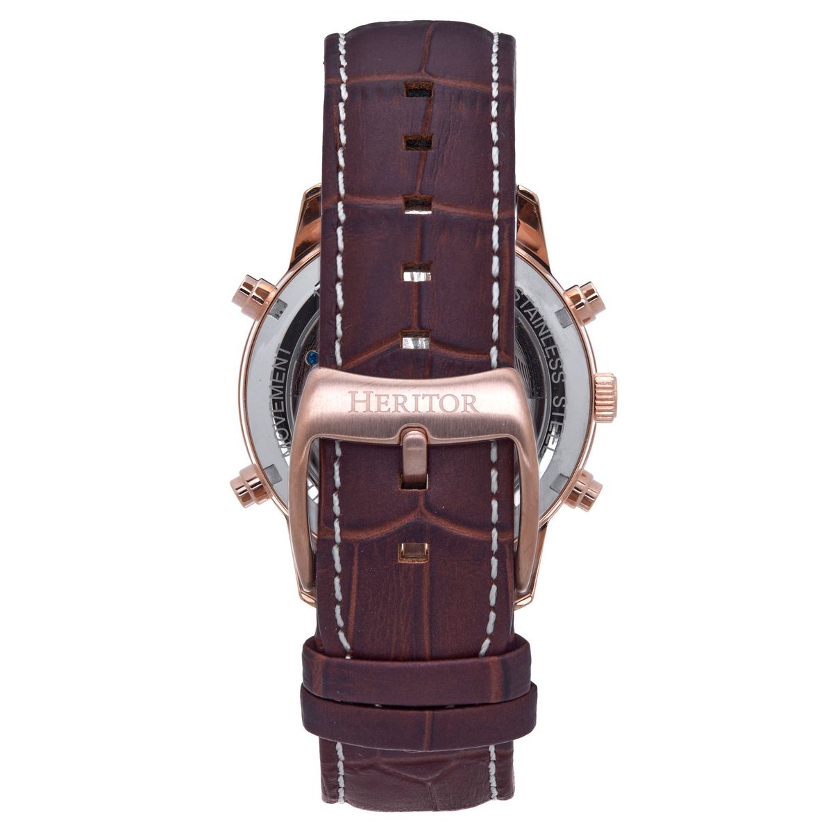 Automatikuhr mit Lederarmband und Halbskelett-Design