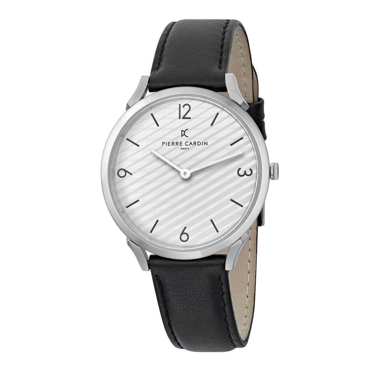 Minimalistische Armbanduhr mit gestreiftem Zifferblatt