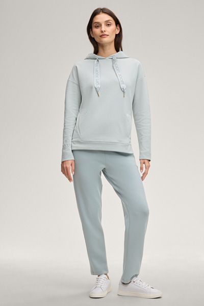 Joop! Hellblauer Baumwollmix-Hoodie mit Logo-Kordelzug