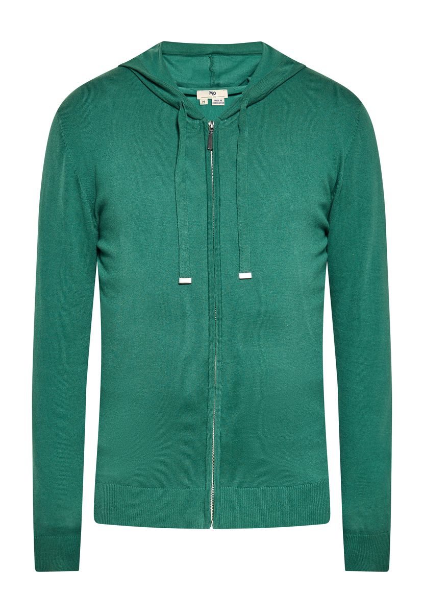 Schmal geschnittene Feinstrick-Kapuzenjacke