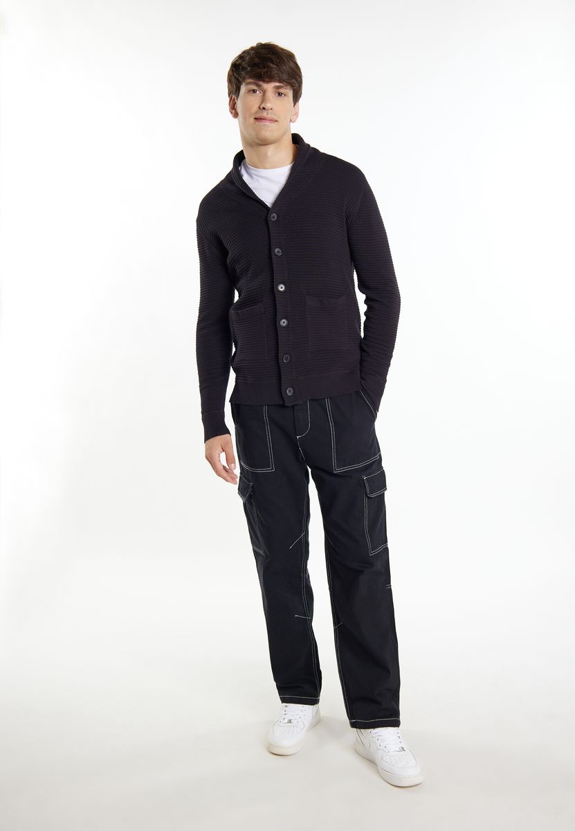 Strukturierte Strickjacke mit Schalkragen