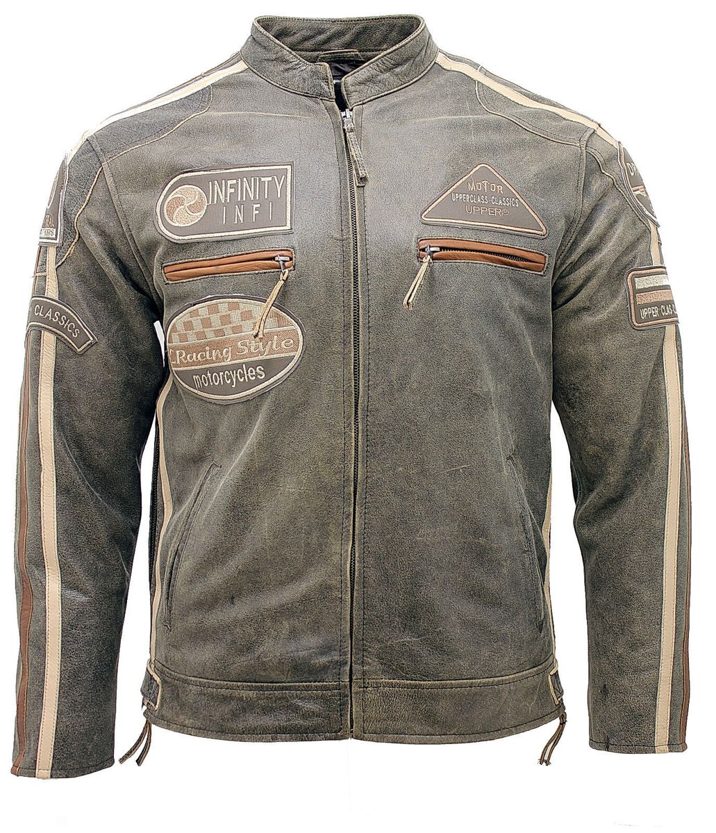 Vintage Leder-Racing-Bikerjacke