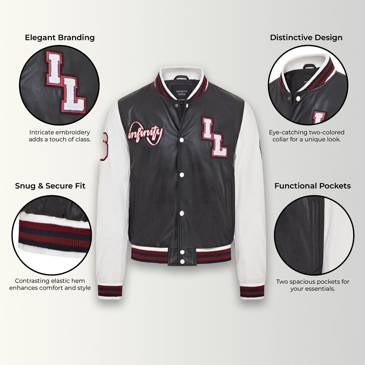 Baseball-Bomberjacke aus Leder