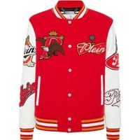 Collegejacke mit Adler-Patch und Lederärmeln