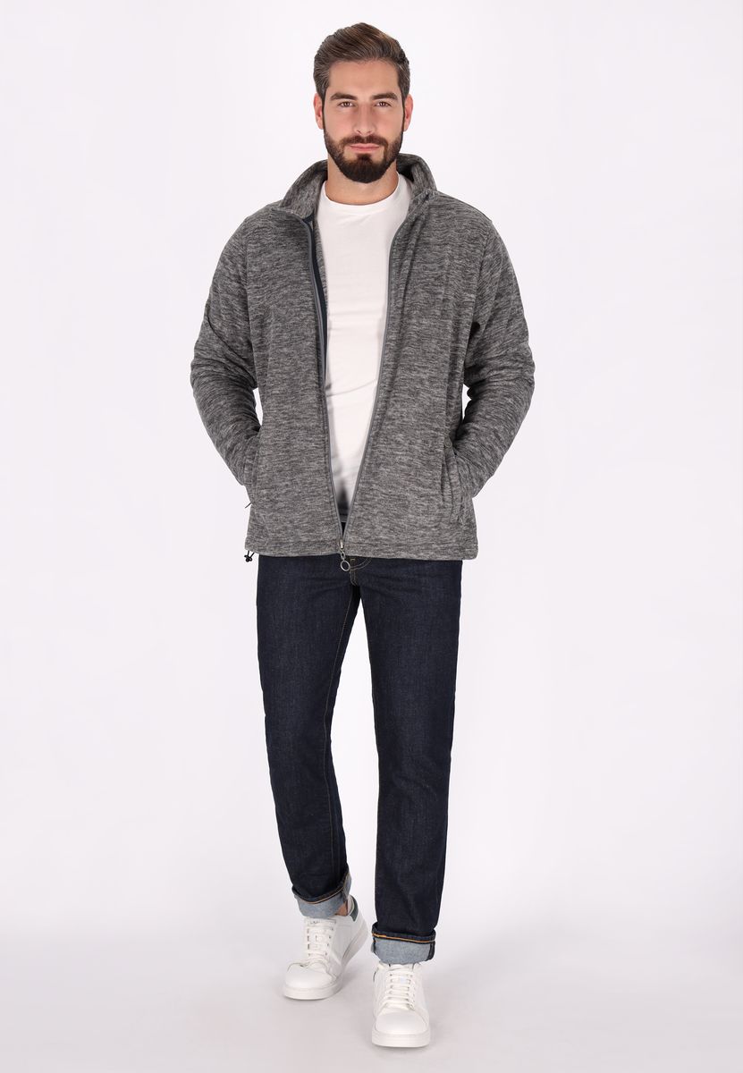 Melierte Fleecejacke mit Reißverschluss