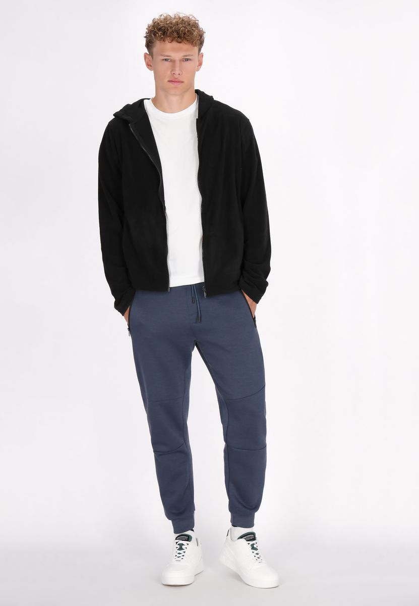Klassische Fleecejacke mit Kapuze