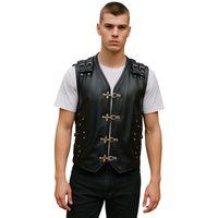 Biker-Lederweste mit Knebelverschlüssen