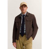 Strukturierte Hemdkragen-Jacke mit Reißverschluss