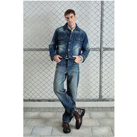 Verwaschene Denim-Jacke im Vintage-Stil