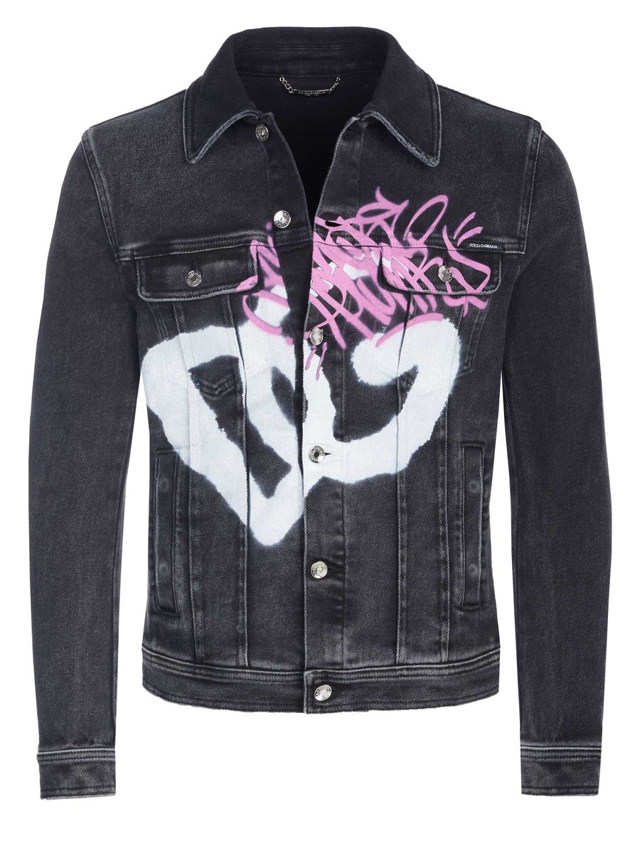 Jeansjacke mit Graffiti-Print