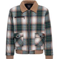 Karierte Workwear-Jacke mit Teddykragen
