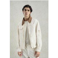 Arbeitsjacke mit Kordkragen aus Gabardine
