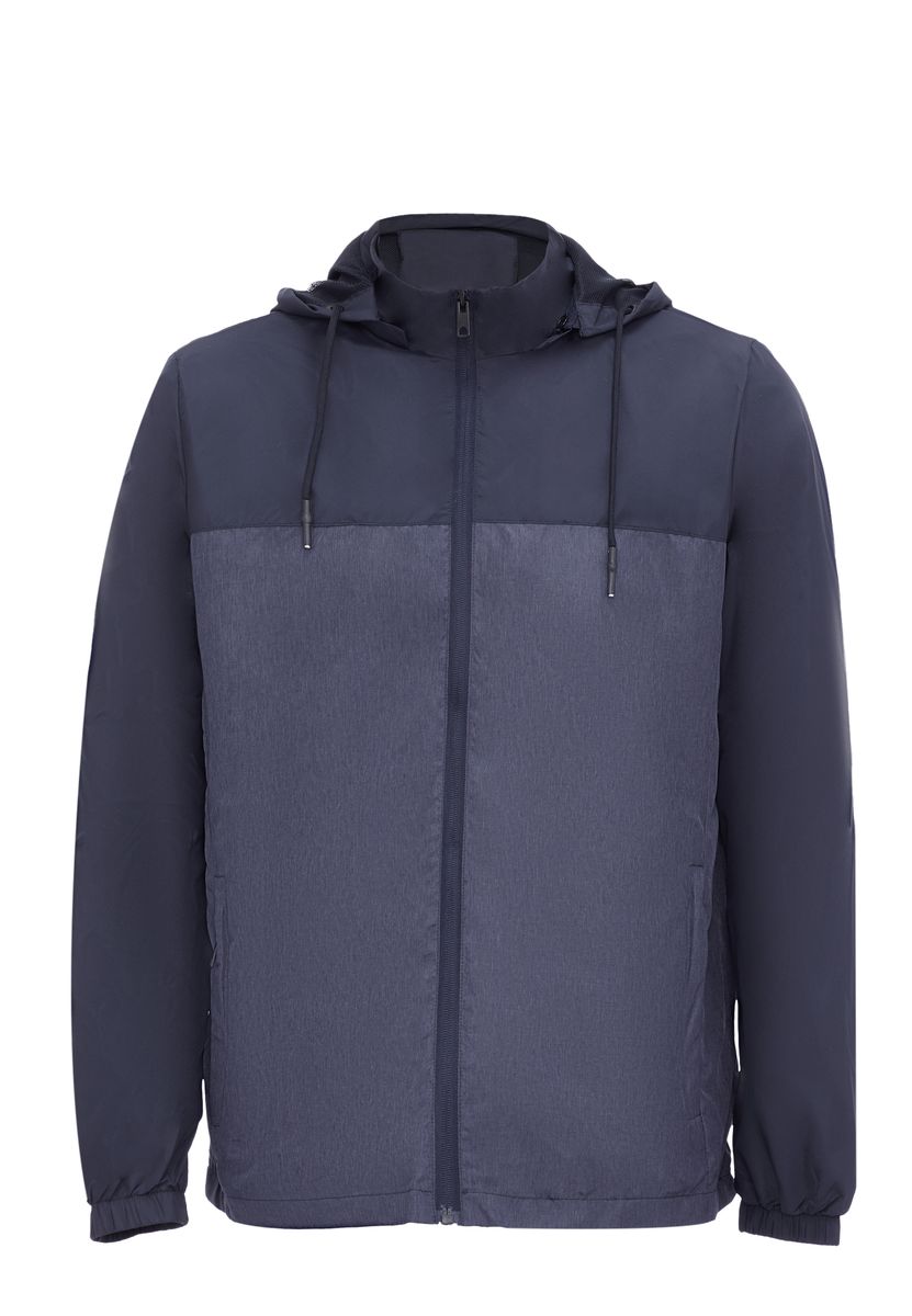 Zweifarbige Windjacke mit Kapuze