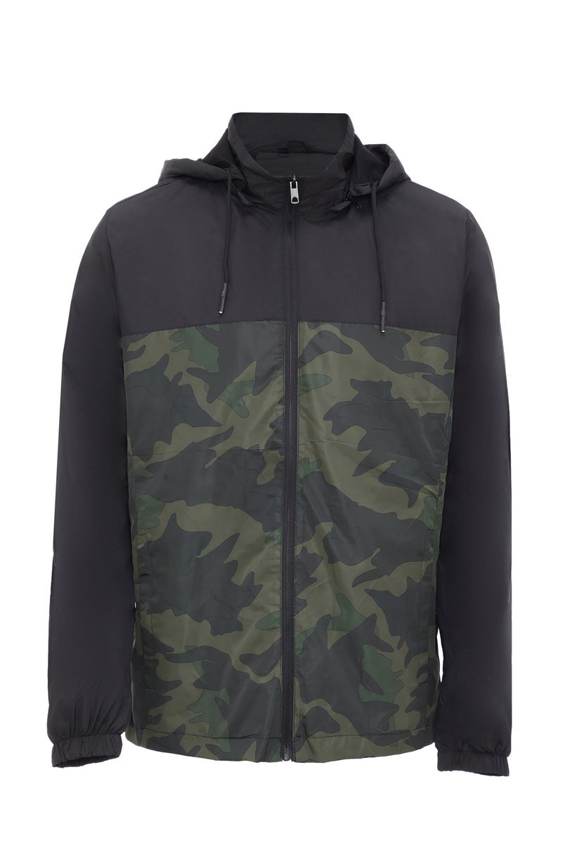 Windbreaker-Jacke mit Camouflage-Farbblock