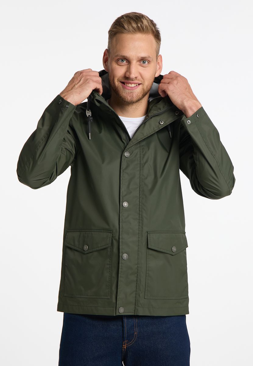 Funktionale Regenjacke mit Kapuze und Pattentaschen