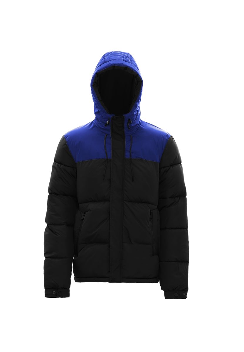 Zweifarbige Steppjacke mit Kapuze