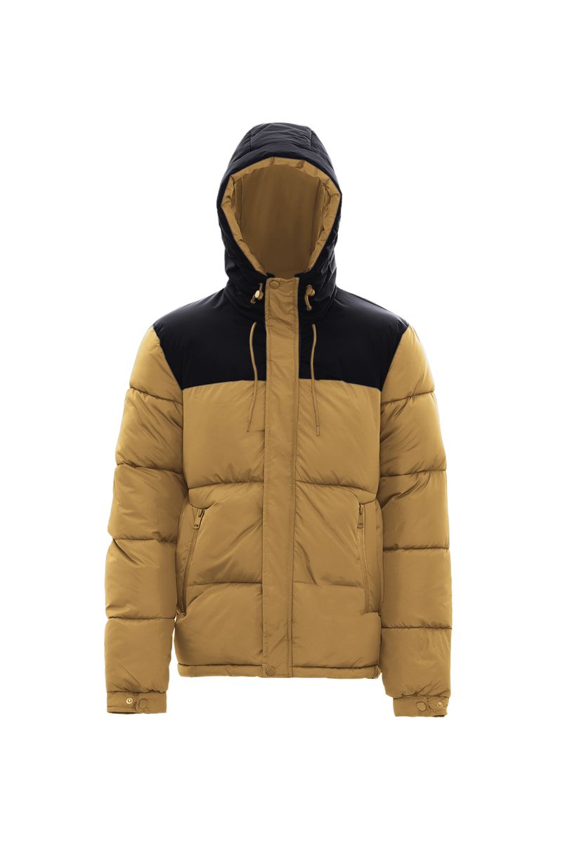 Zweifarbige Steppjacke mit Kapuze