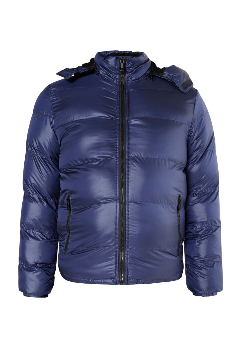 Glänzende Steppjacke mit Kapuze
