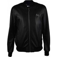 Glattleder-Bomberjacke mit Logo-Badge