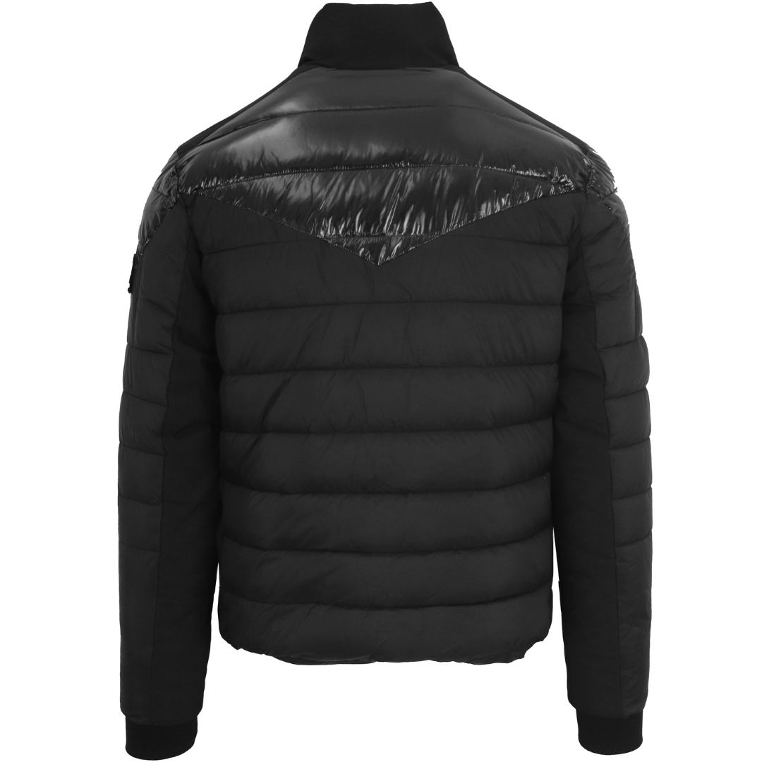 Gesteppte Pufferjacke mit glänzendem V-Einsatz