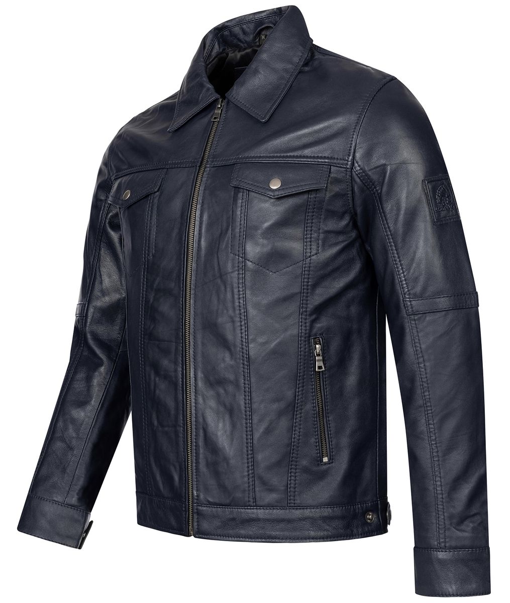 Klassische Lederjacke mit Kentkragen