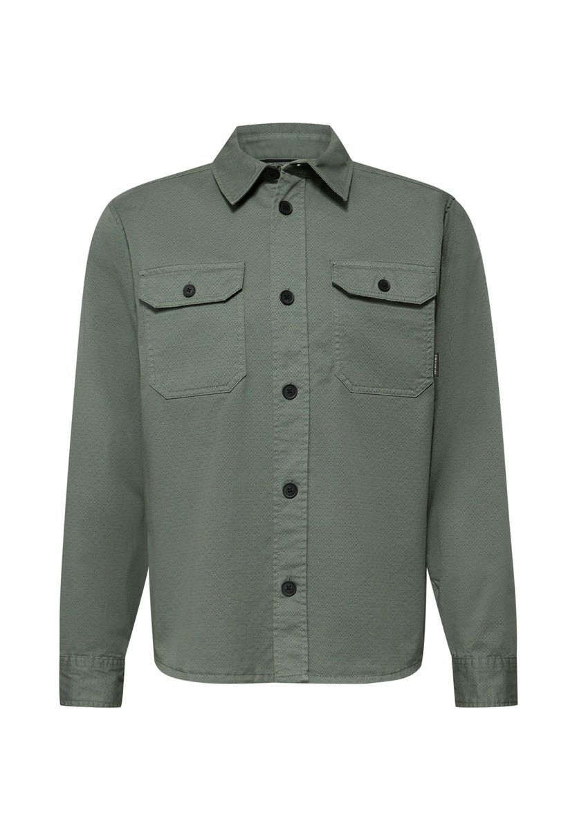 STREET ONE MEN Overshirt Garment Dye, Brusttaschen, für Herren, grün, L