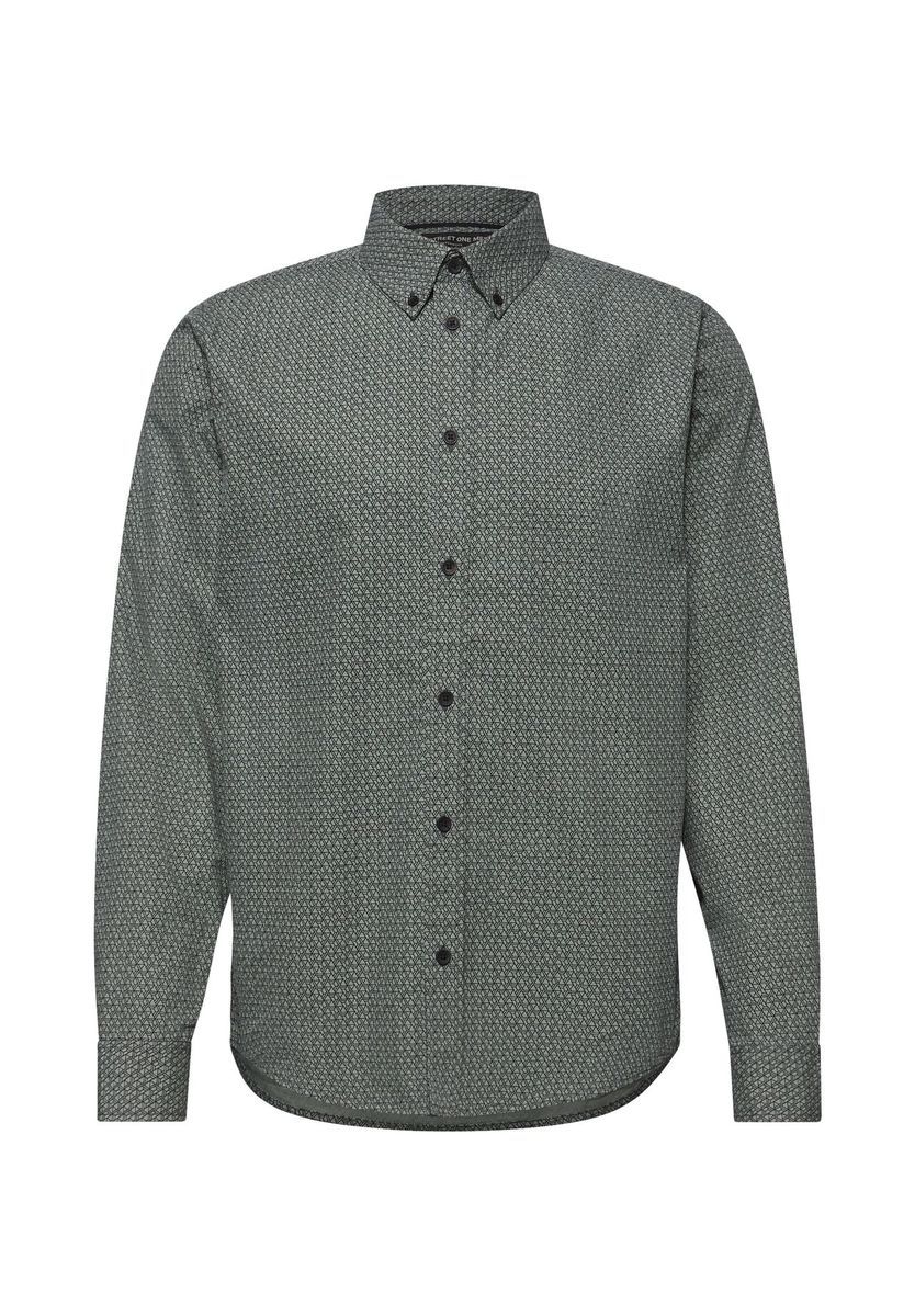 STREET ONE MEN Freizeithemd, Regular, Langarm, Button-Down-Kragen, für Herren, grün, L
