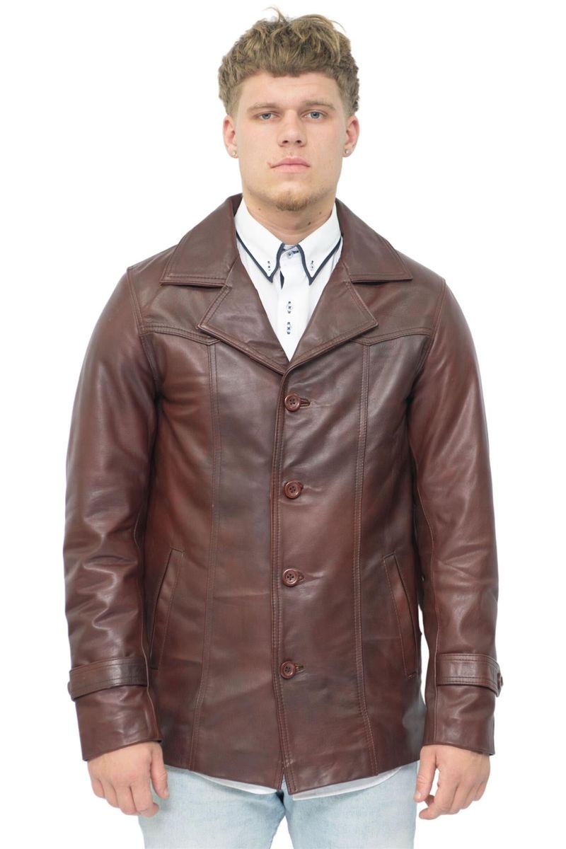Ledermantel im Vintage-Trench-Stil