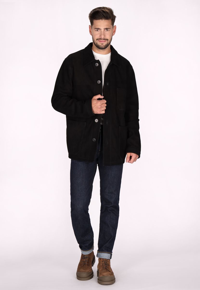 Zeitlose Chore-Jacke aus Ziegenwildleder