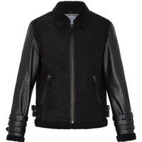Materialmix-Fliegerjacke aus Wildleder und Leder